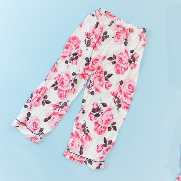 Kate Spade New York Rose Print White Pink Matching Pajama Set Size XSmall Preppy - Picture 2 of 12